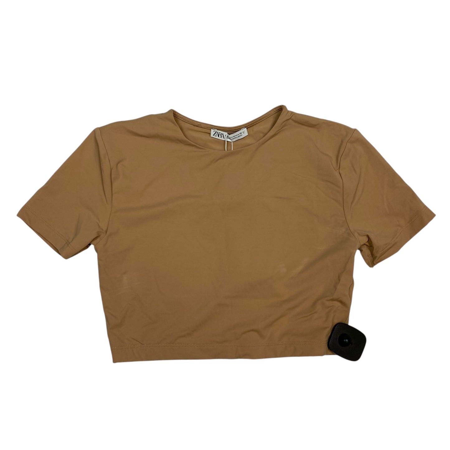 Top Short Sleeve By Zara In Tan, Size: M