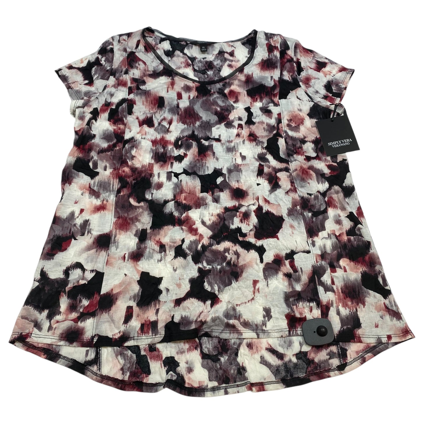 Top Short Sleeve By Simply Vera In Black & Grey, Size: Xl