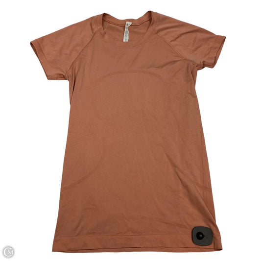 Athletic Top Short Sleeve By Lululemon In Orange, Size: S