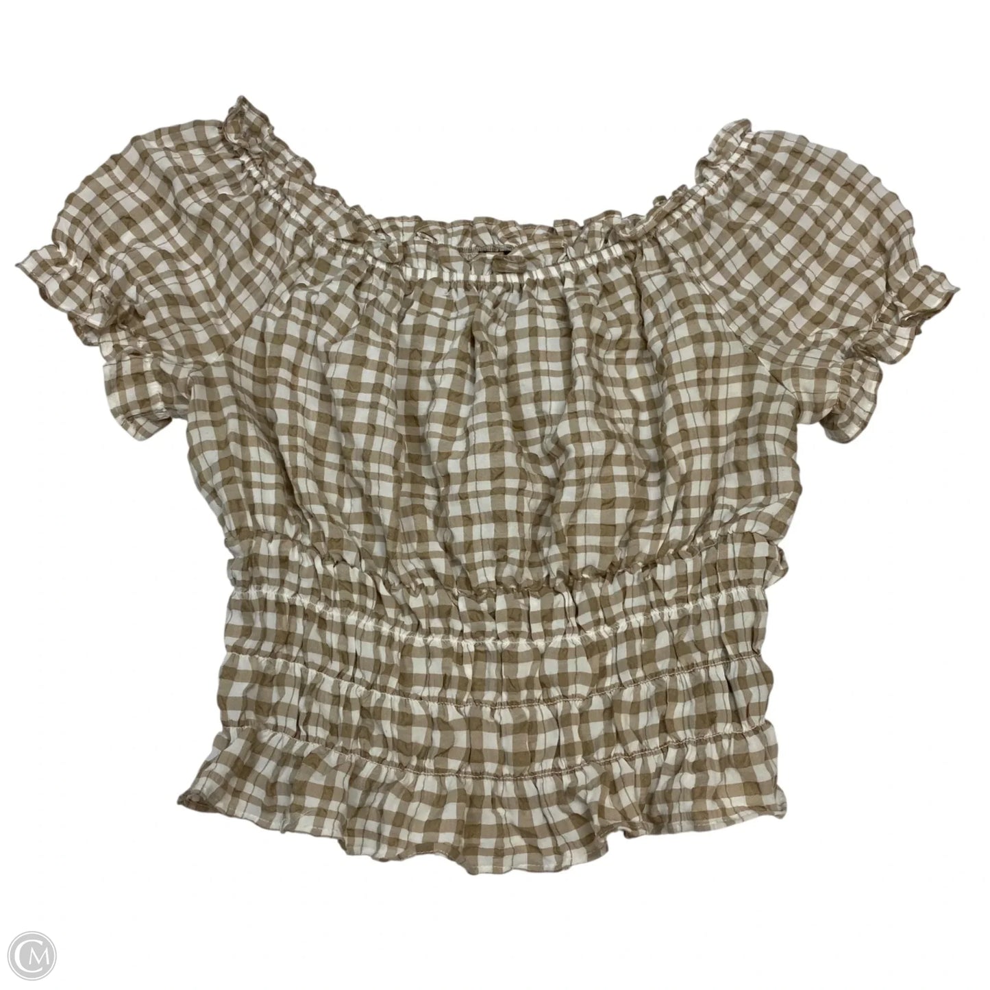 Top Short Sleeve By B.Wear In Tan & White, Size: M