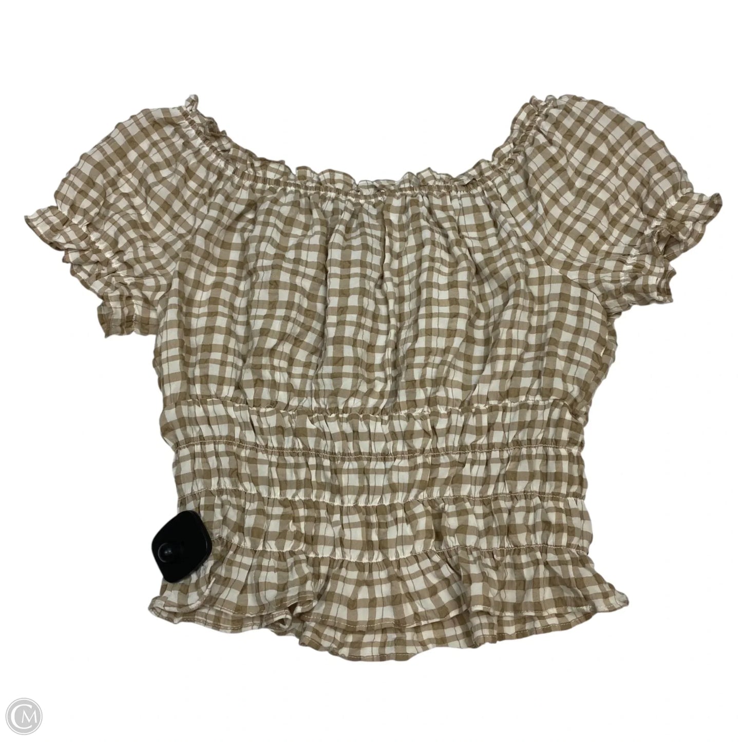 Top Short Sleeve By B.Wear In Tan & White, Size: M