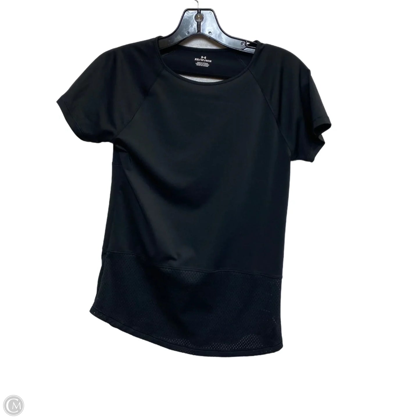 Athletic Top Short Sleeve By Under Armour In Black, Size: Xs