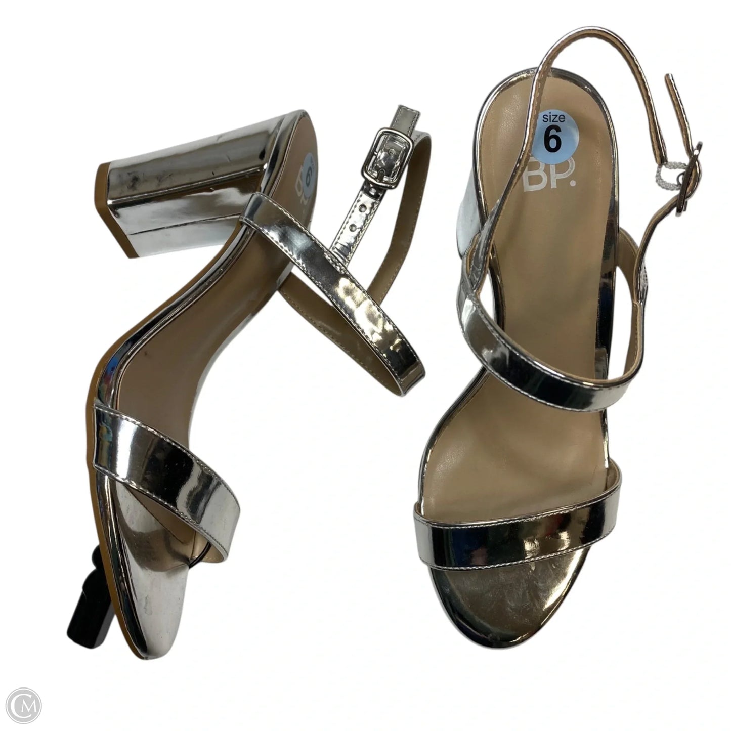 Sandals Heels Block By Bp In Silver, Size: 6