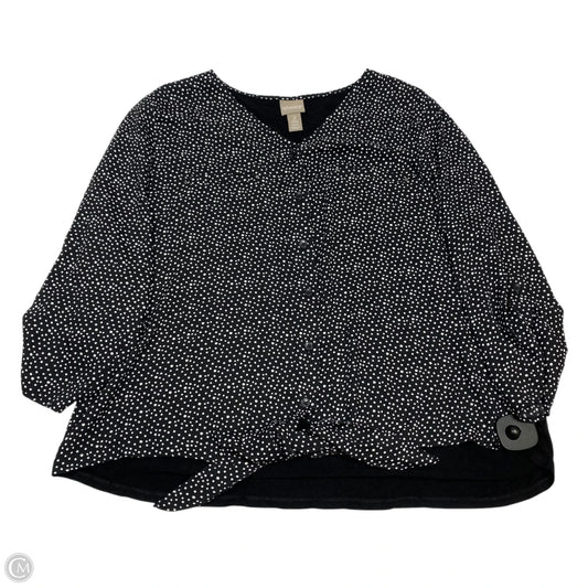 Top 3/4 Sleeve By Chicos In Black & White, Size: L