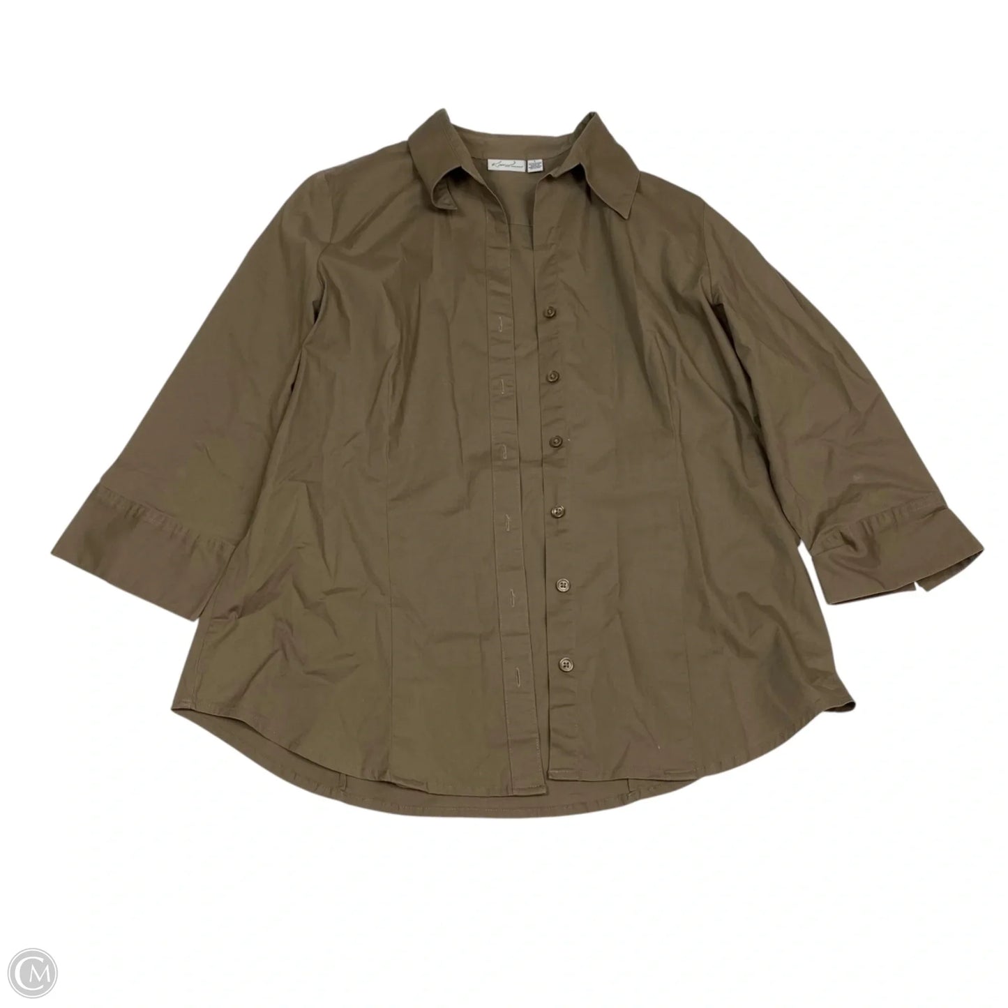 Top 3/4 Sleeve By Kim Rogers In Brown, Size: L