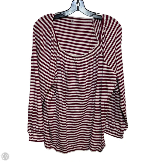 Top Long Sleeve By Kim Rogers In Purple & White, Size: Xl