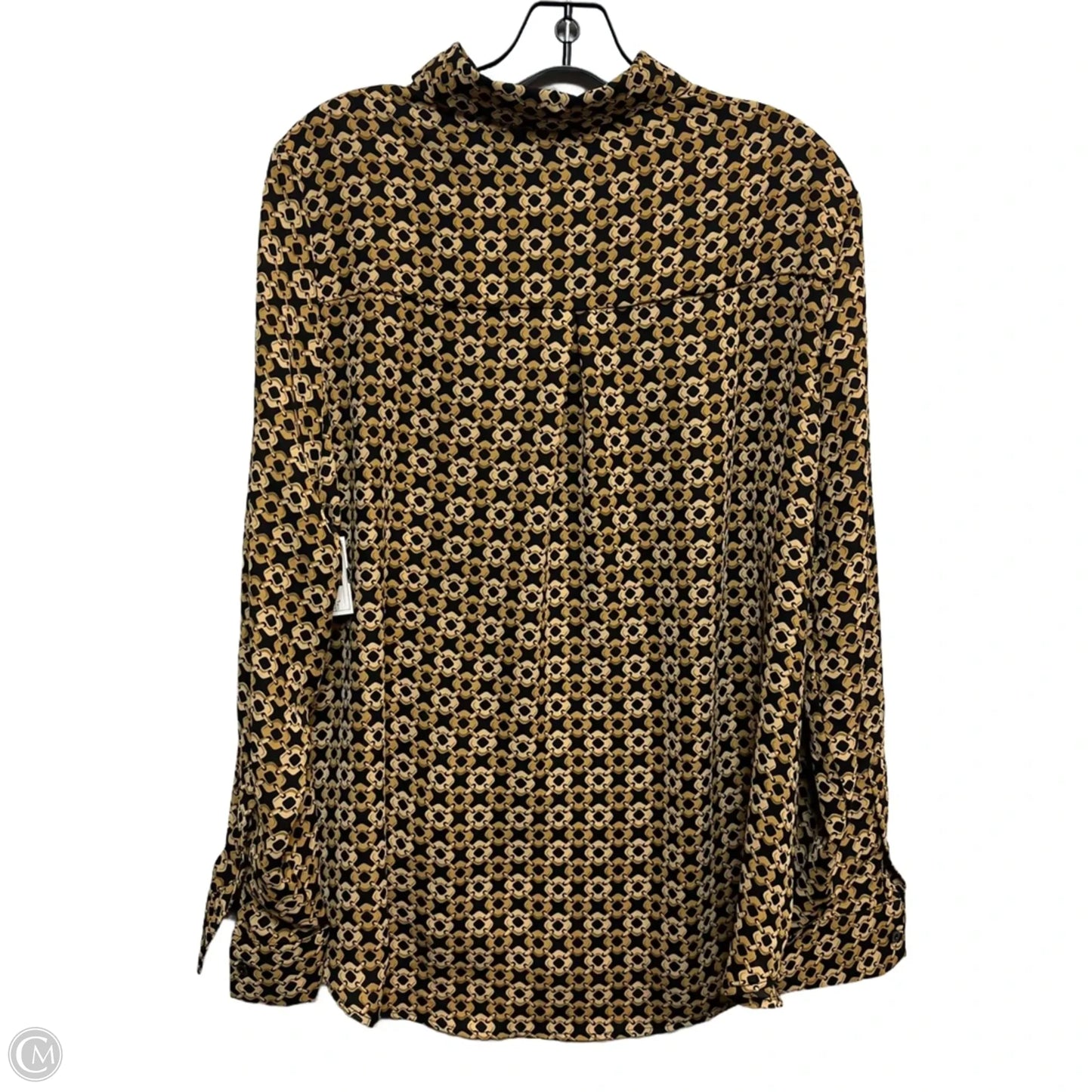 Blouse Long Sleeve By Philosophy In Black & Tan, Size: L