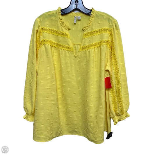 Top Long Sleeve By Cato In Yellow, Size: Xl