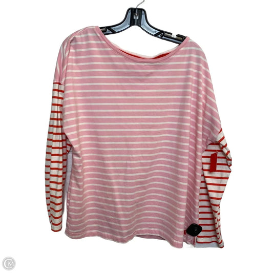 Top Long Sleeve By Joules In Pink & White, Size: L