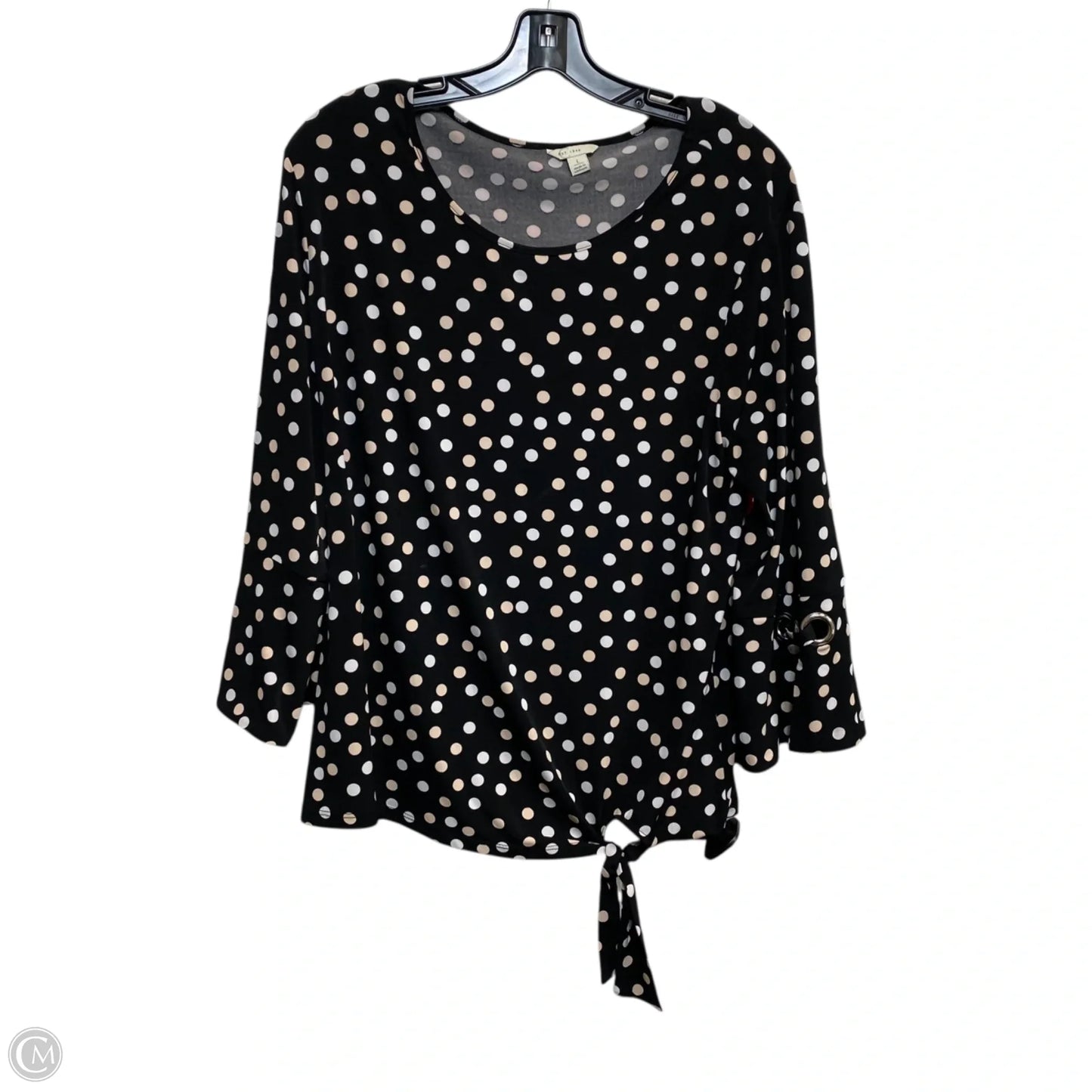 Top Long Sleeve By Cato In Black & White, Size: L