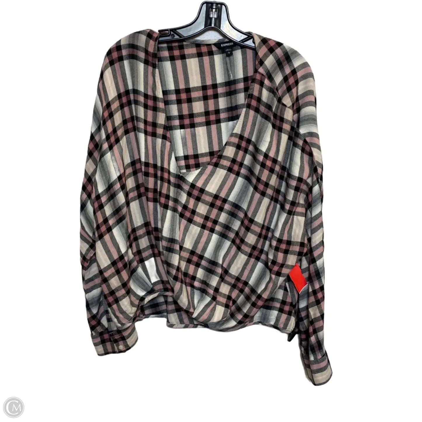 Top Long Sleeve By Express In Black & Pink, Size: L