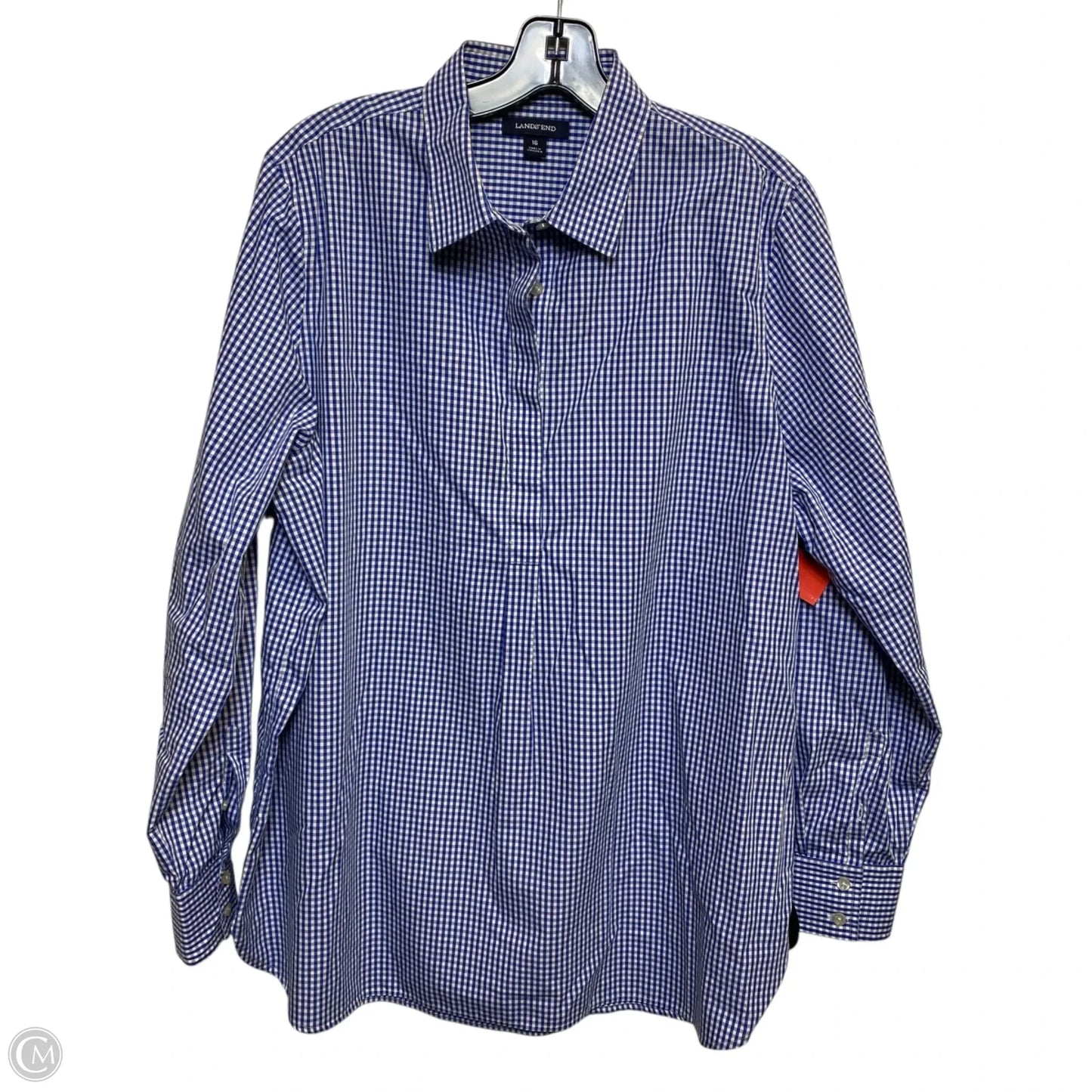 Top Long Sleeve By Lands End In Blue & White, Size: Xl