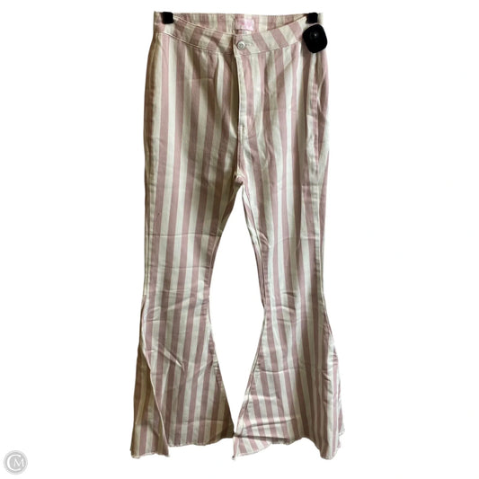 Jeans Flared By Pink Lily In Pink & White, Size: S