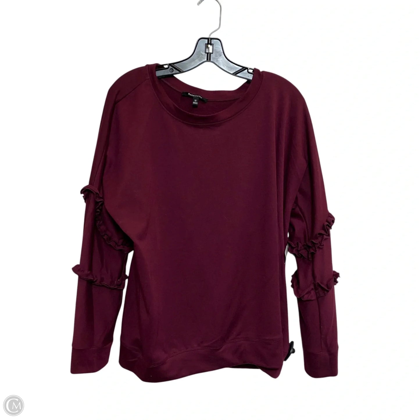 Top Long Sleeve By Relativity In Red, Size: 1x
