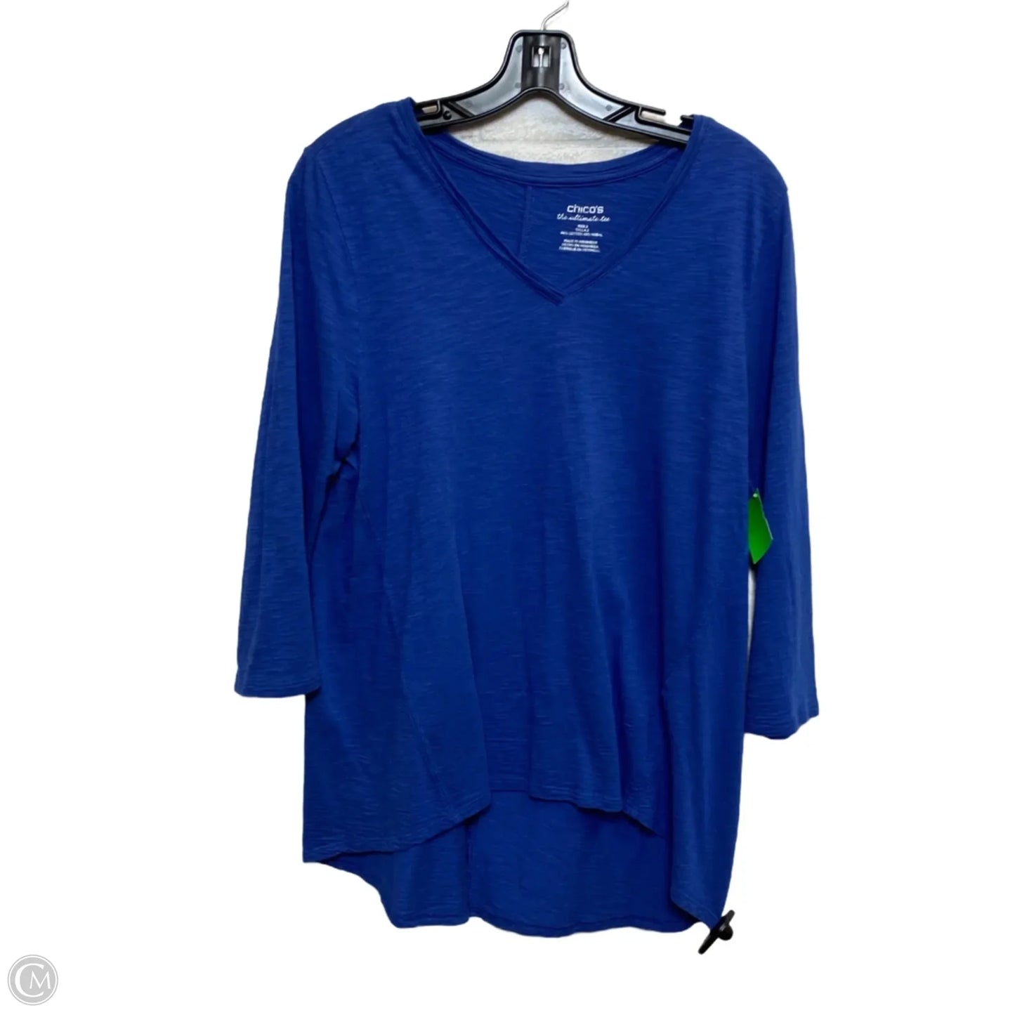 Top 3/4 Sleeve By Chicos In Blue, Size: L