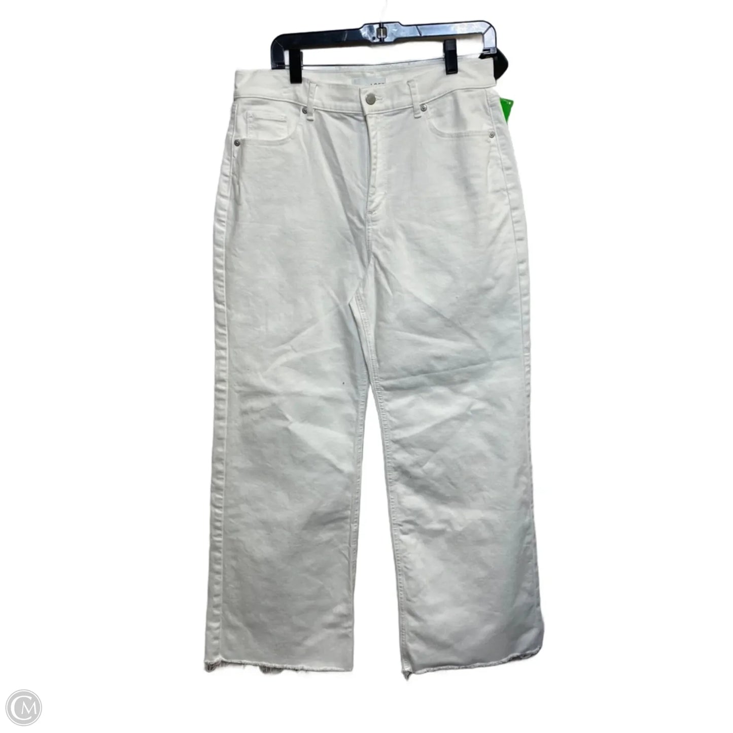 Jeans Cropped By Loft In White Denim, Size: 12