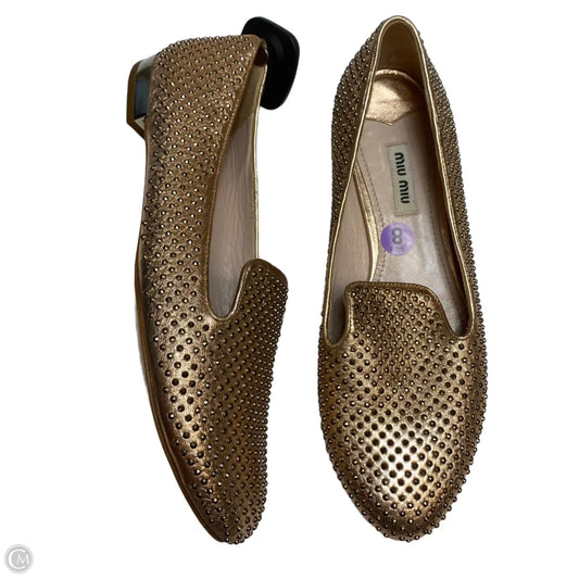 Shoes Luxury Designer By Miu Miu In Rose Gold, Size: 8