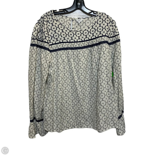 Top Long Sleeve By Crown And Ivy In Blue & White, Size: Xl