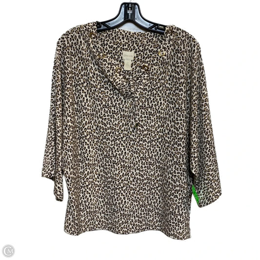 Top 3/4 Sleeve By Chicos In Animal Print, Size: L