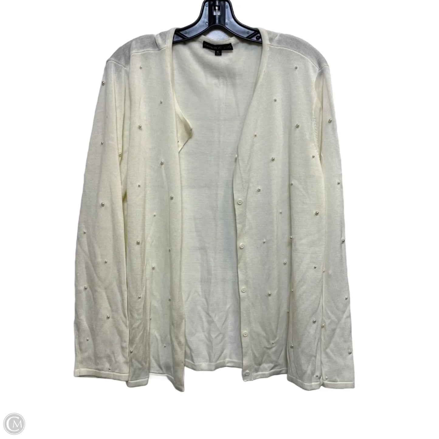 Sweater Cardigan By Clothes Mentor In Cream, Size: Xl