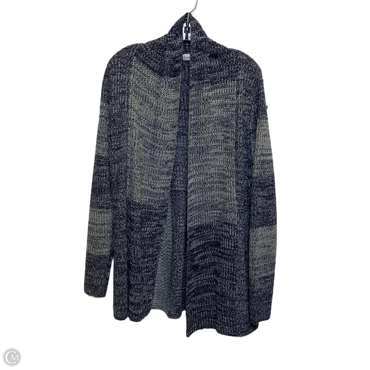 Cardigan By Carol Rose In Blue & Grey, Size: L