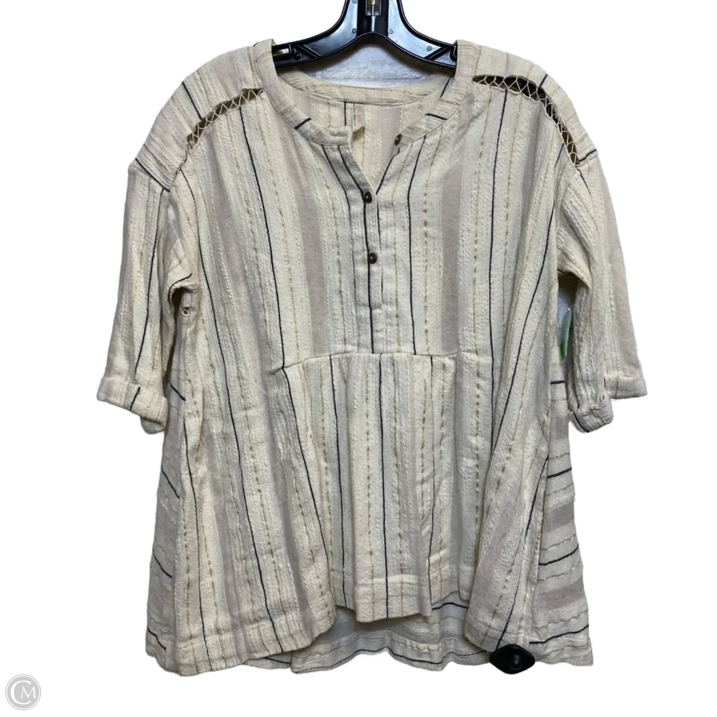 Top 3/4 Sleeve By Free People In Cream, Size: Xs