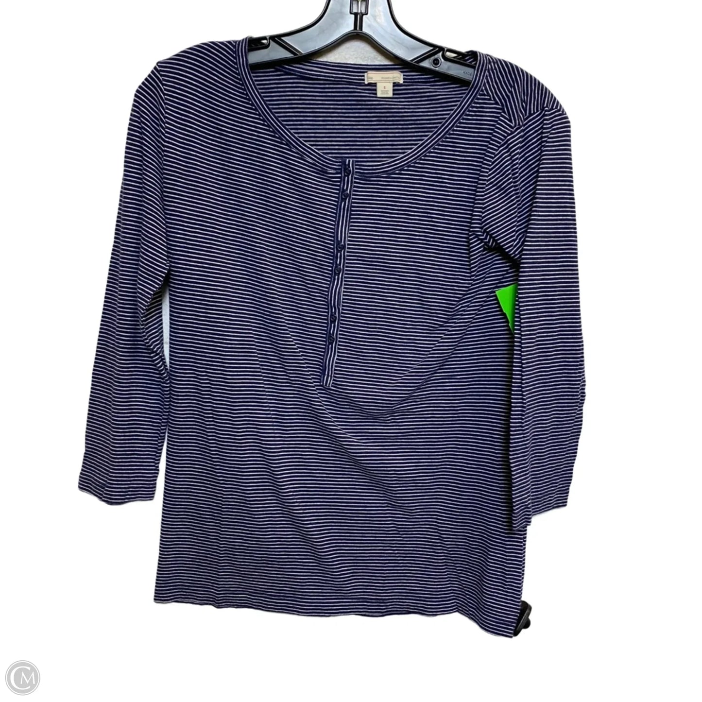 Top 3/4 Sleeve By Gap In Blue & White, Size: S