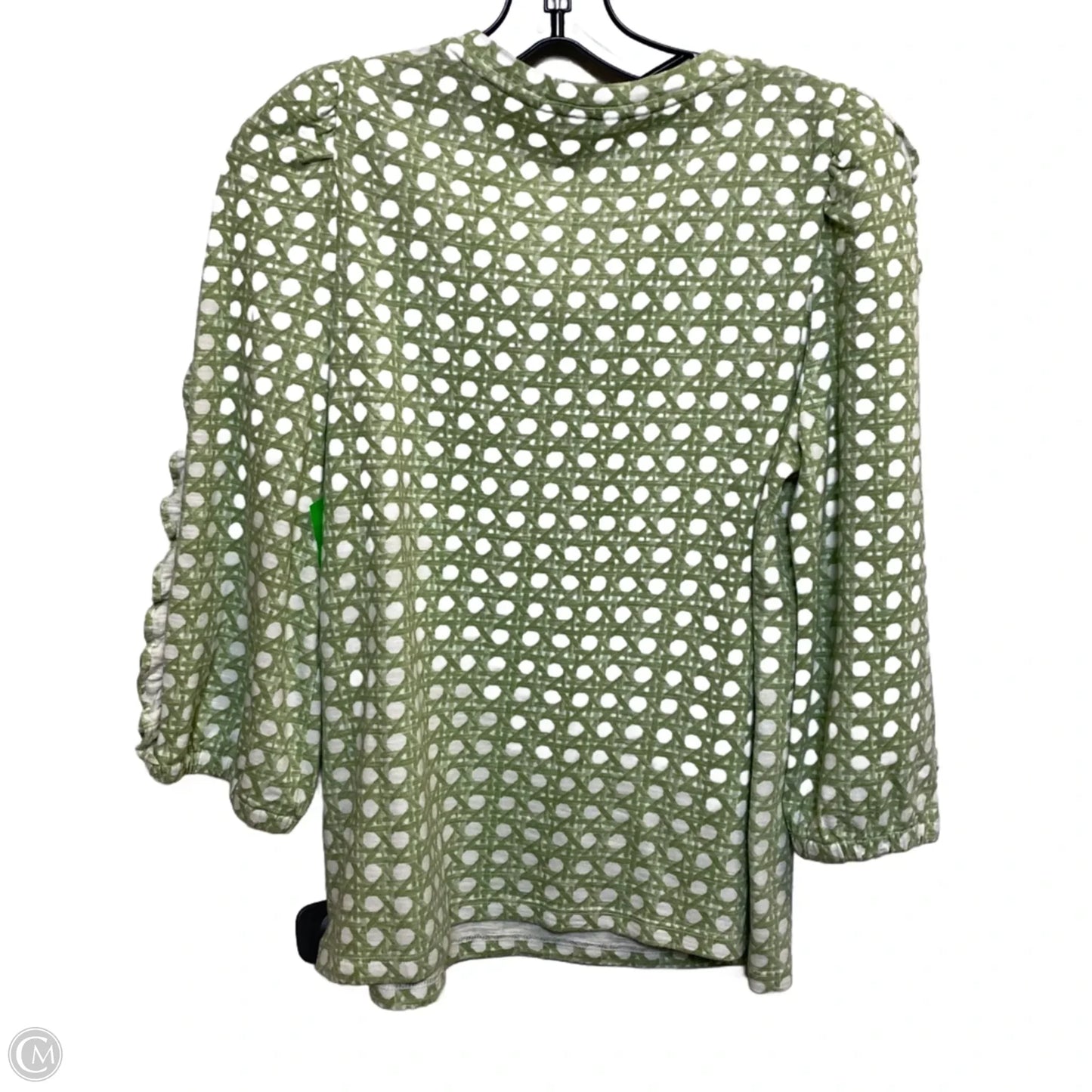 Top Long Sleeve By Crown And Ivy In Green & White, Size: S