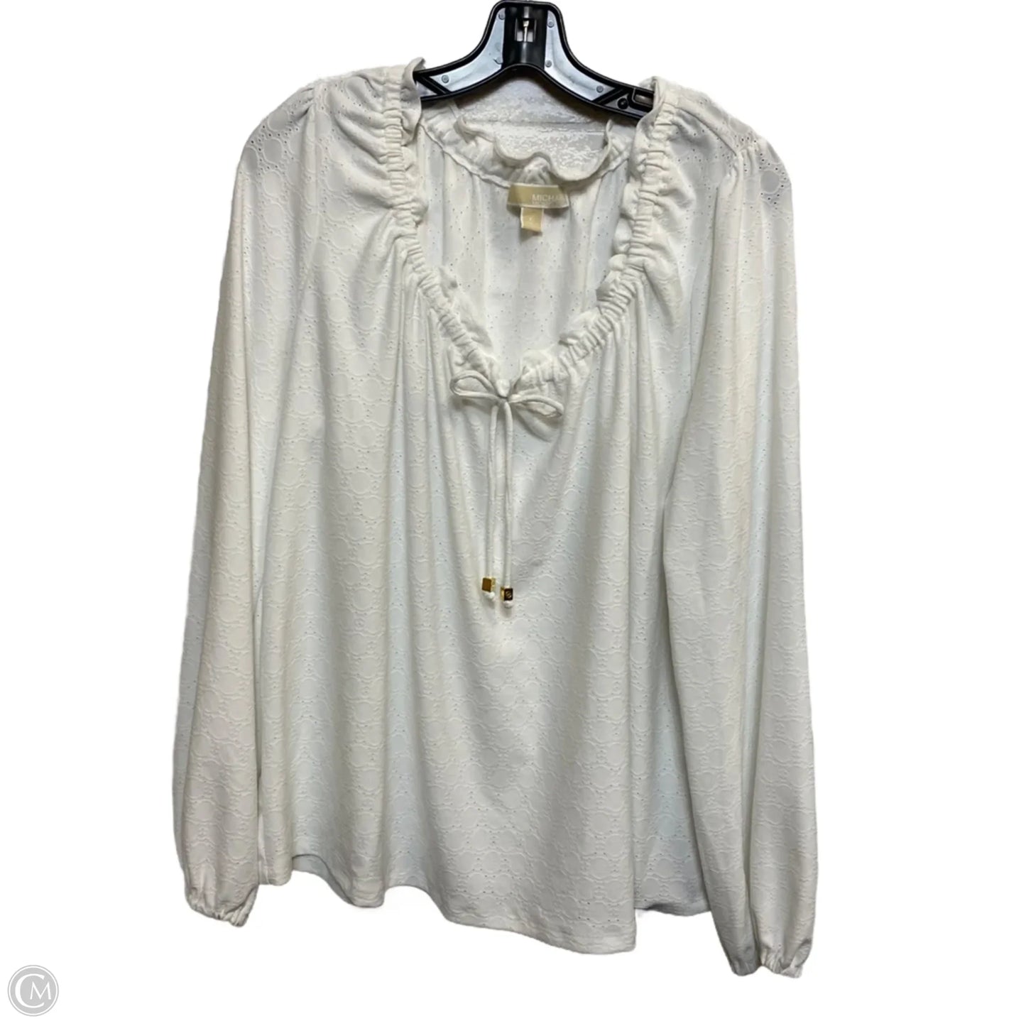 Top Long Sleeve Designer By Michael Kors In White, Size: Xl