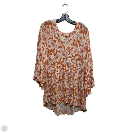 Top 3/4 Sleeve By Cynthia Rowley In Orange & White, Size: 1x