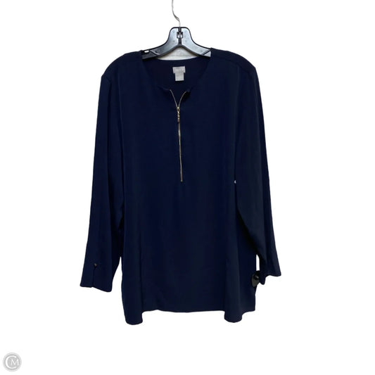 Top 3/4 Sleeve By Chicos In Blue, Size: Xl