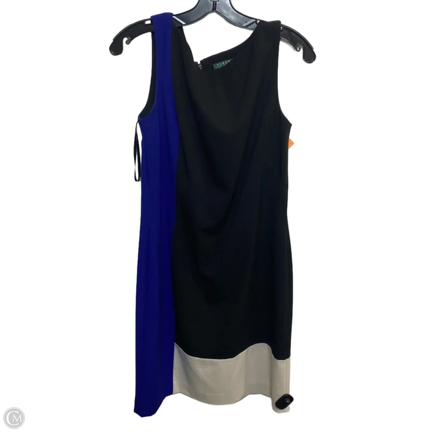 Dress Casual Midi By Lauren By Ralph Lauren In Black & Blue, Size: L