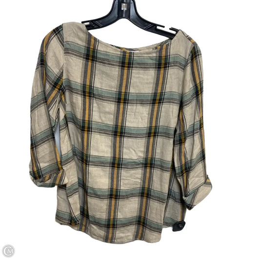Top 3/4 Sleeve By J. Jill In Green & Tan, Size: Xs