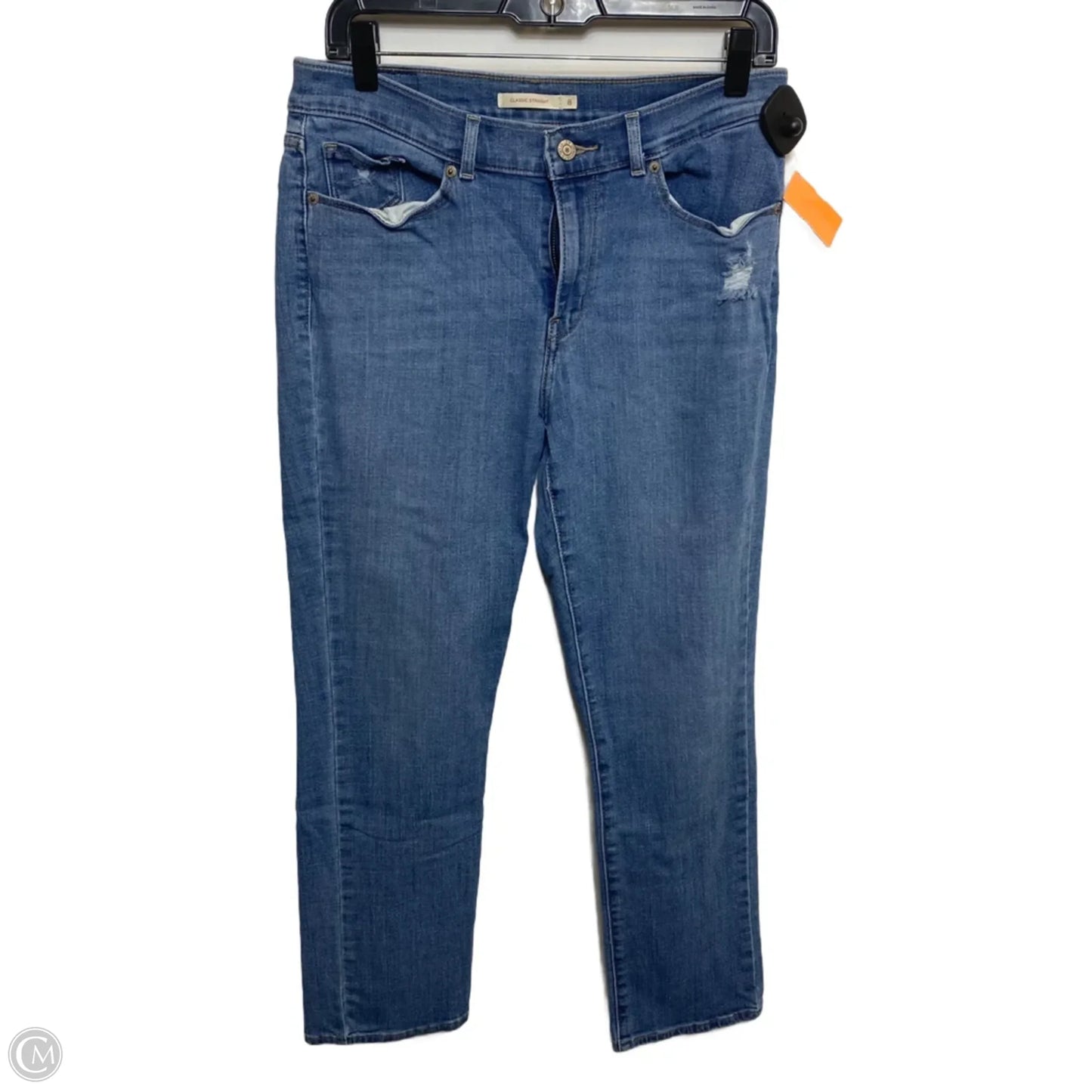 Jeans Straight By Levis In Blue Denim, Size: 8