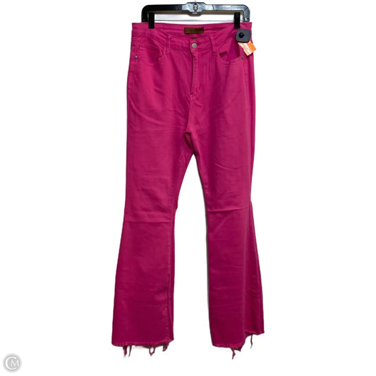 Jeans Flared By Judy Blue In Pink Denim, Size: 10