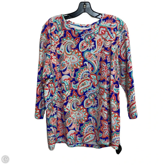 Top 3/4 Sleeve By Kim Rogers In Multi-colored, Size: 1x