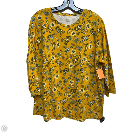Top 3/4 Sleeve By Kim Rogers In Yellow, Size: 1x