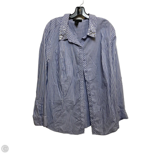 Top Long Sleeve By Lane Bryant In Blue & White, Size: 4x