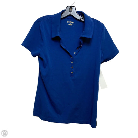 Top Short Sleeve Designer By Lilly Pulitzer In Blue, Size: L