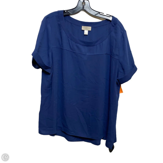 Top Short Sleeve By Loft In Blue, Size: Xl