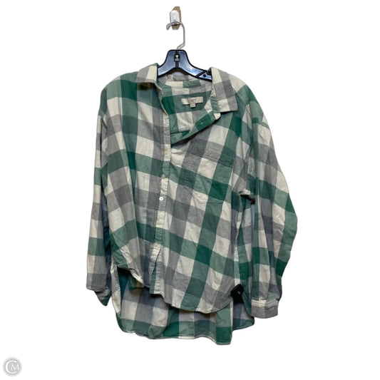 Top Long Sleeve By Loft In Green & Grey, Size: Xl
