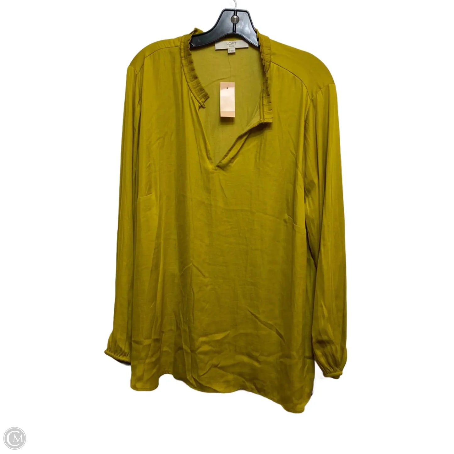 Top Long Sleeve By Loft In Chartreuse, Size: 1x