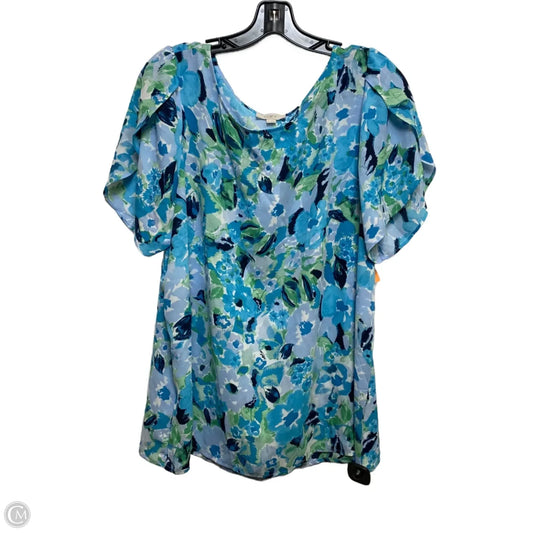 Top Short Sleeve By Loft In Blue & Green, Size: Xl