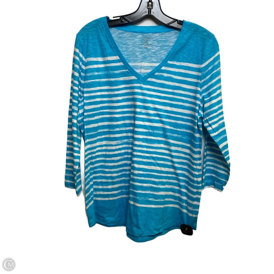 Top 3/4 Sleeve By Crown And Ivy In Green & White, Size: Xlp