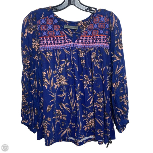 Top 3/4 Sleeve By Anthropologie In Blue, Size: M