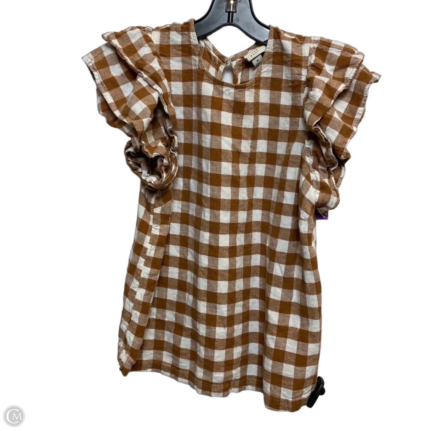 Top Short Sleeve By A New Day In Brown & Cream, Size: M