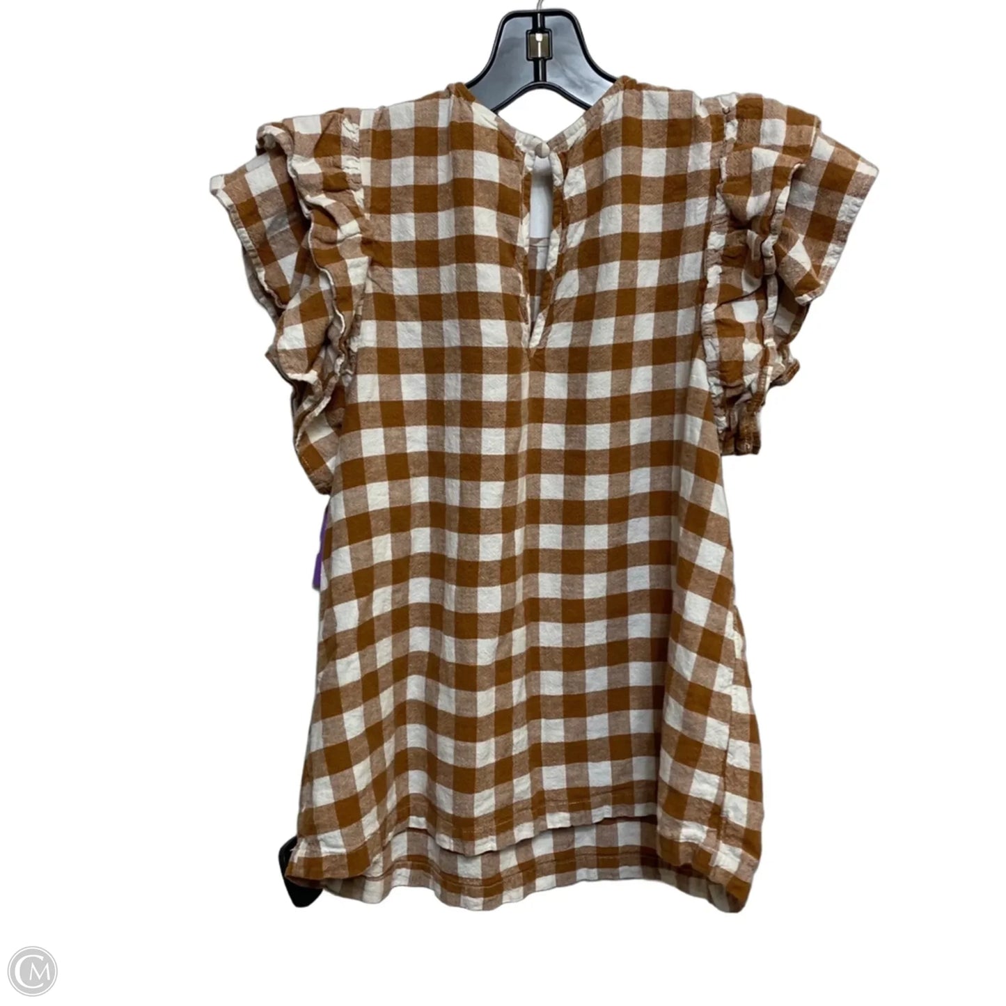 Top Short Sleeve By A New Day In Brown & Cream, Size: M