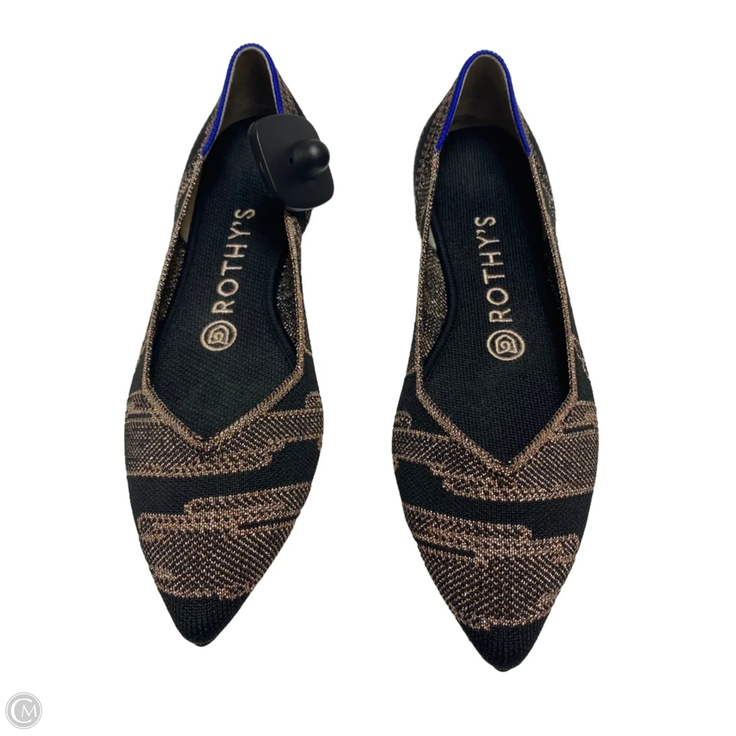 Shoes Designer By Rothys In Black & Gold, Size: 7