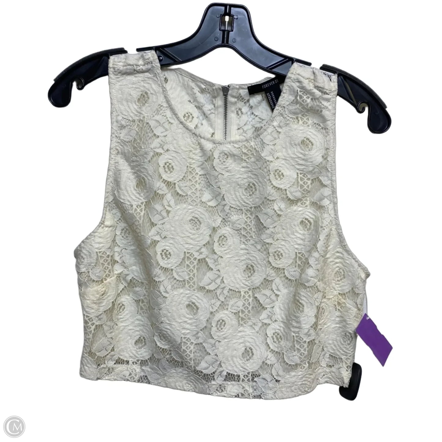 Top Sleeveless By Forever 21 In Cream, Size: M