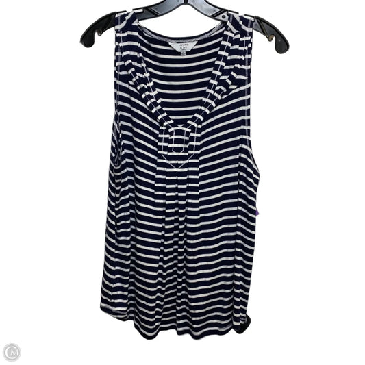 Top Sleeveless By Crown And Ivy In Blue & White, Size: 1x